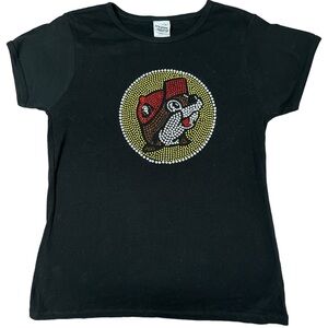 Buc-ee’s Sparkle Bedazzled Women’s Medium Black T-shirt NWOT
